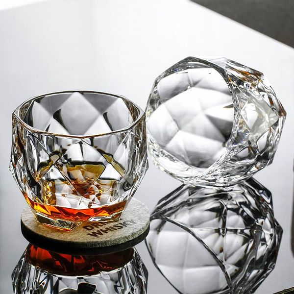 wine glasses transparent whiskey cups creative geometric crystal vodka tumbler household cocktail cup bar beer liquor mug drinkware
